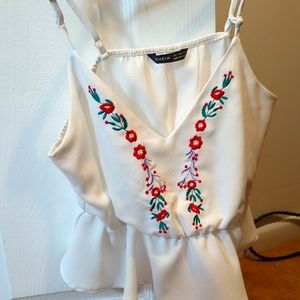 Women's white flower tank top